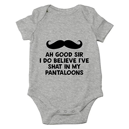 AW Fashions Ah Good Sir, I Do Believe I've Shat My Pantaloons Cute Novelty Funny Infant One-piece Baby Bodysuit (12 Months, Sports Grey)