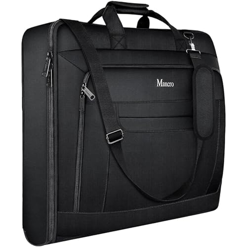 Mancro Garment Bags for Travel, Large Suit Travel Bag for Men Women with Shoulder Strap, Convertible Carry On Garment Bag Gift for Business Trip - 2 in 1 Hanging Suitcase Luggage Bag for Travel, Black