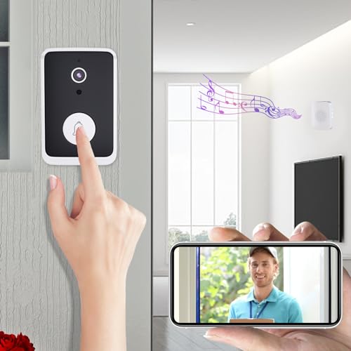 LADIGASU Smart Wireless Remote Video Doorbell, Intelligent Visual Doorbell Wireless WiFi Doorbell Mobile Remote Monitoring Camera Bidirectional Voice Intercom