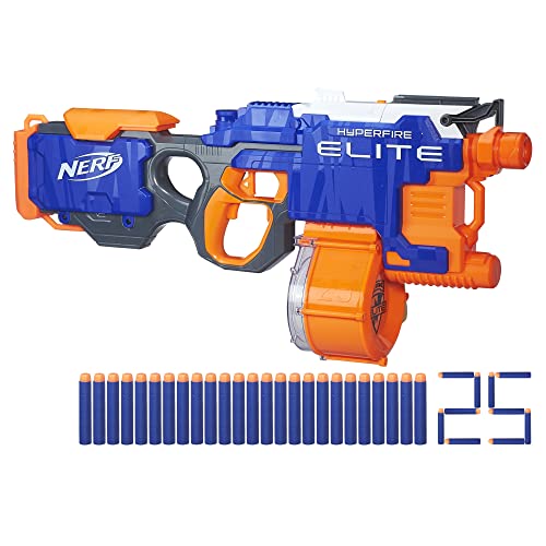 NERF HyperFire Motorized Elite Blaster, 25-Dart Drum, Fires Up to 5 Darts Per Second, includes 25 Official Elite Darts (Amazon Exclusive)