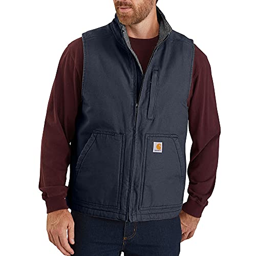 Carhartt Men's Sherpa Lined Mock-Neck Vest, Navy, Large