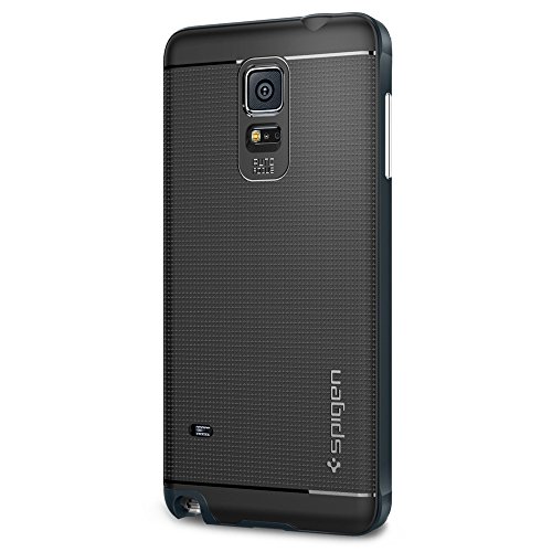 Spigen Neo Hybrid Galaxy Note 4 Case with Flexible Inner Protection and Reinforced Hard Bumper Frame for Samsung Galaxy Note 4 2014 - Metal Slate