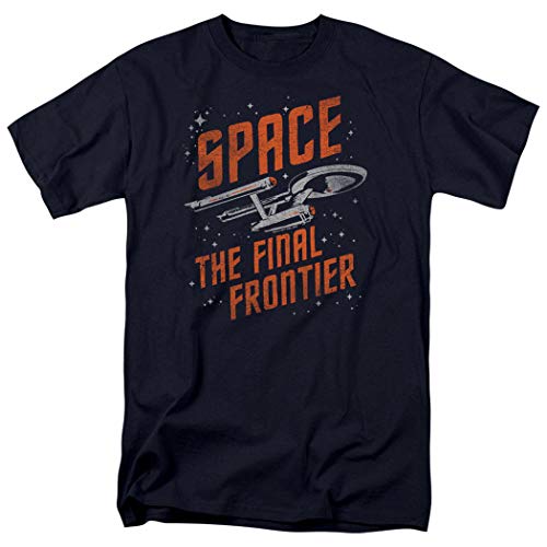 Star Trek Space The Final Frontier T Shirt & Stickers (Medium) Navy