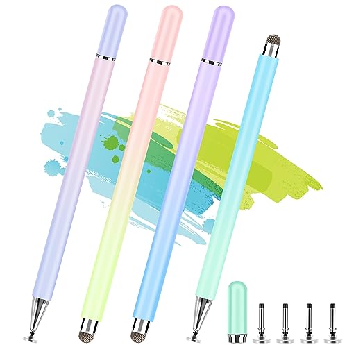 Stylus Pens for Touch Screens, 4 Pcs High Precision Disc Stylus with Magnetic Cap, 2 in 1 Stylus Pen Compatible with iPhone, iPad Pro, Mini, Air and Samsung Tablets