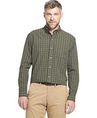 Arrow 1851 mens Hamilton Poplins Long Sleeve Plaid Button Down Shirt, Deep Rosin, Large US