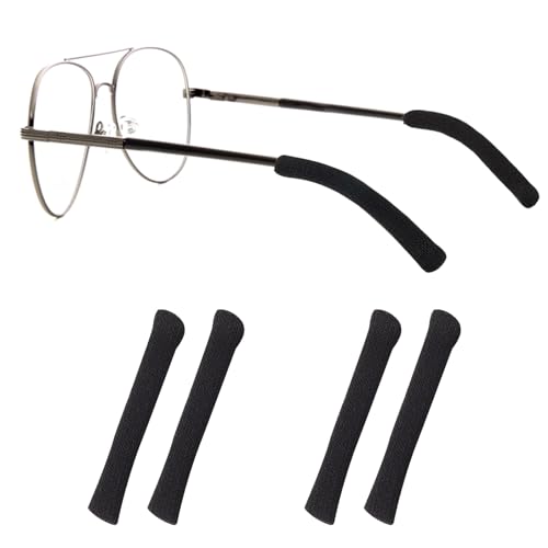 KGOJOY Anti-Slip Glasses Temple Cushions Eyeglasses Temple Tips Sleeve Knitting Cotton Glasses Ear Cushions for Pain Relief Soft Knitting Eyeglass Ear Pads for Comfort Glasses Reading. (Black 2)