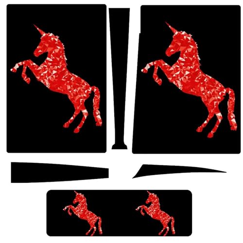 Ruby Unicorn Silhouette Protective Skin Stickers Wrap Cover Compatible for P-S-5 Console and Controller Skin Stickers Decal