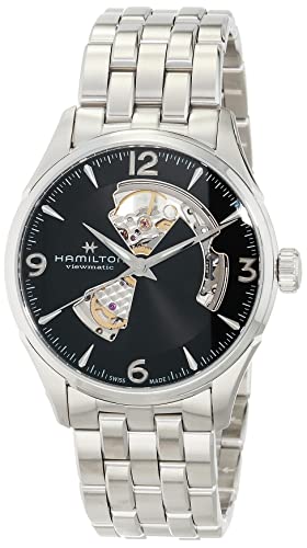 Hamilton Watch Jazzmaster Open Heart Swiss Automatic Watch 42mm Case, Black Dial, Silver Stainless Steel Bracelet (Model: H32705131)