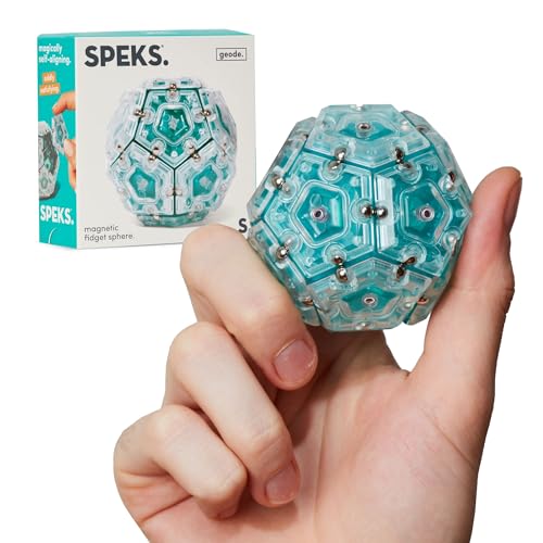Speks Geode Sphere Magnetic Fidget Toy for Adults | Quiet Adult Sensory Toy for Stress Relief & Anxiety, Office Desk ADHD Tool, Stocking Stuffer & Top Gadget Gift Idea | Aqua, 12-Piece Set