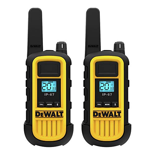 DEWALT DXFRS800 2 Watt Heavy Duty Walkie Talkies - Waterproof, Shock Resistant, Long Range & Rechargeable Two-Way Radio with VOX (2 Pack)