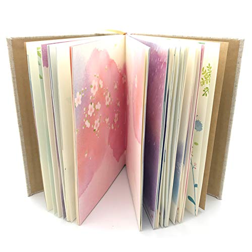 Siixu Colorful Blank Notebook, Unruled Personal Diary Journals to Write in for Women, Hardcover Writing Notepad Gift, Unique Watercolor Design, 192 Pages, 2 Bookmarks, Unlined