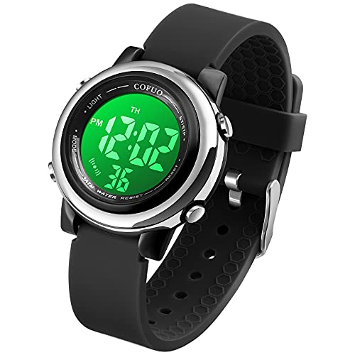 cofuo Kids Digital Sport Waterproof Watch for Girls Boys, Kid LED Sports Outdoor Electrical Watches with Luminous Alarm Stopwatch Child Wristwatch
