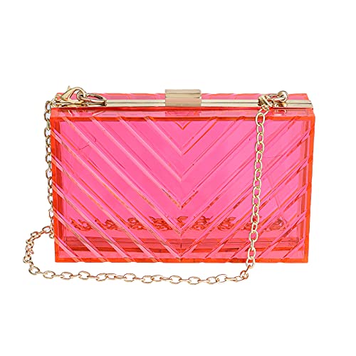 WJCD Clear Purses For Women Clear Purse Acrylic Clear Clutch Bag Clear Bag Stadium Approved (Red)