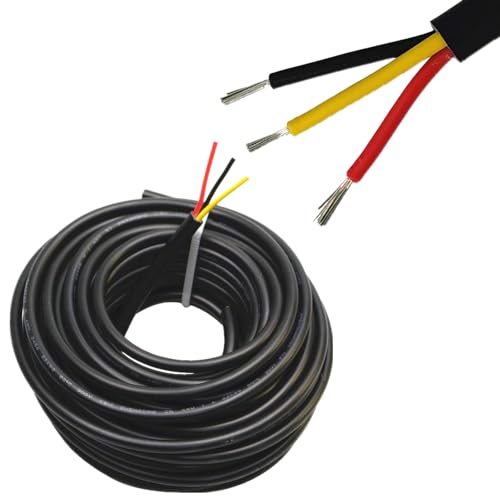 22 Gauge 3 Conductor Wire Audio Power Cable Speaker Wire (Red & Black & Yellow) 25ft