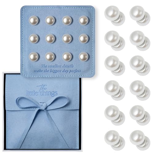 The Little Things Double-Sided Pearl Veil Weights - Set of 12 Non-Damaging Magnetic Bridal Veil Weights - Secures Long Veils for Outdoor Weddings - Elegant Wedding Accessories and Gifts for Brides