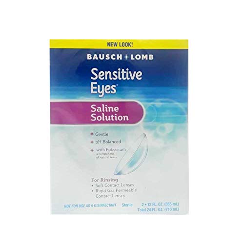 Bausch & Lomb Sensitive Eyes Contact Lens Solution, Sensitive Eyes Solution for Soft Contact & Gas Permeable Lenses, Saline Solution with Potassium, 12 Fl Oz (Pack of 2)