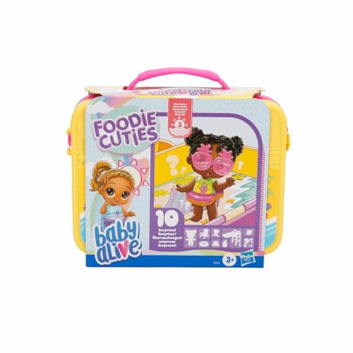 Baby Alive Foodie Cuties, Surprise Toy, 3-Inch Doll for Kids 3 and Up, 10 Surprises in Lunchbox-Style Case (Styles May Vary)