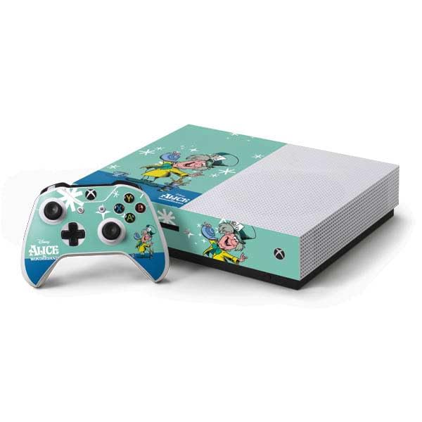 Skinit Decal Gaming Skin Compatible with Xbox One S Console and Controller Bundle - Officially Licensed Disney Alice in Wonderland Mad Hatter Tea Party Design