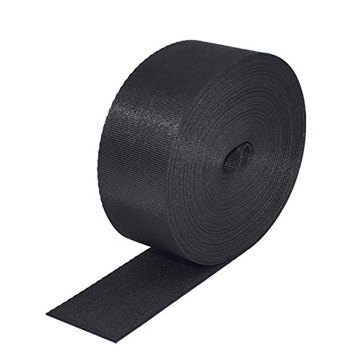 GGZZ Flat Nylon Webbing 1 Roll 10 Yards 1.5 Inch Wide Strap for DIY Making Luggage Strap, Dog Leashes, Lawn Chairs, Hammocks, Towing, Outdoor Activities, Canoe Seat, Furniture, Slings (Black)