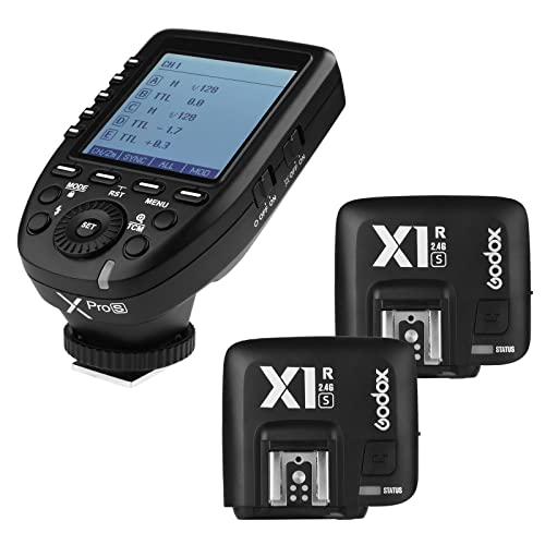 Godox Xpro-C 2.4G X System TTL Wireless Flash Trigger Transmitter & 2 * X1R-C Controller Receiver Compatible for Canon Flash…