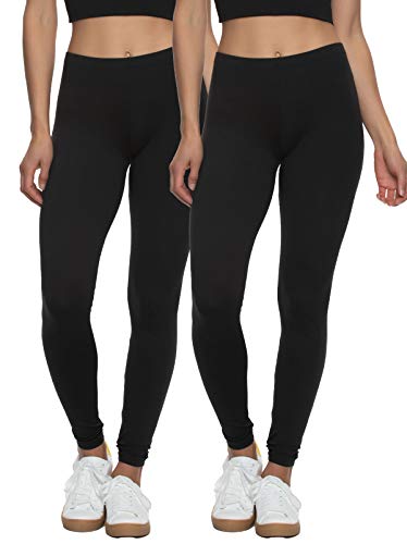 Felina Velvety Soft Leggings for Women - Style 2801, Lightweight Yoga Pants, 4-Way Stretch, Breathable Women's Leggings (2 Pack- Black, Small)