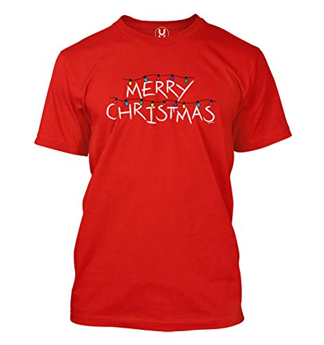 Merry Christmas Lights - Holiday Season Gift Men's T-Shirt (Red, Large)