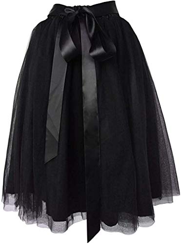 Dancina Women’s Knee Length Tutu A Line Tulle Skirt Regular (Size 2-10) Black