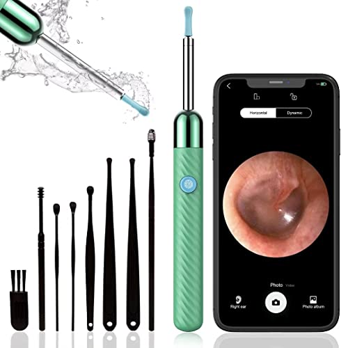 Wireless Microscope Camera,1080P Ear Camera Microscope, Ear Cleaner, Ear Wax Removal Include 8 Pcs Ear Set, Ear Cleaning Kit for iPhone, iPad, Android Phones,Green