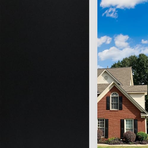 KESPEN Total Blackout Window Film Privacy Static Cling 100% Light Blocking Room Darkening Window Cover Heat Control Anti-UV Glass Sticker Window Tint for Home with Grid Line, 17.5 Inch X 6.5 Feet