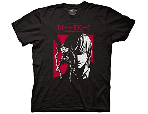 Ripple Junction Death Note Adult Unisex Ryuk & Light Contrast Red Light Weight 100% Cotton Crew T-Shirt XL Black