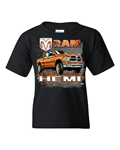 Dodge Ram Hemi Youth T-Shirt Dodge Truck Offroad Licensed Tee Black Large