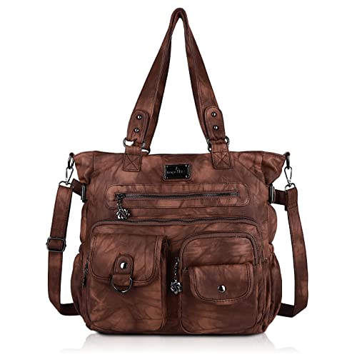 Angel Kiss Hobo Purses and Handbag for Women Soft PU Leather Shoulder Handbag Women Hobo Handbags Top Handle Shoulder Bag Stylish Brown