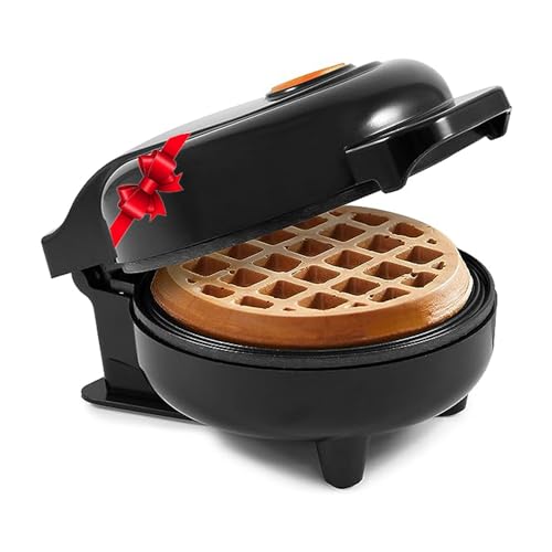 Elite Gourmet EWM013B Electric Nonstick Mini Waffle Maker with 5-inch cooking surface, Belgian Waffles, Compact Design, Hash Browns, Keto, Snacks, Sandwich, Eggs, Easy to Clean, Black