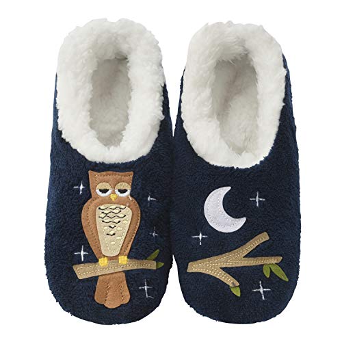 Snoozies Pairable Slipper Socks | Cozy and Fun House Slippers for Women, Fuzzy Slipper Socks |ith Unique Designs, Non Slip Socks - Up Owl Night - Large