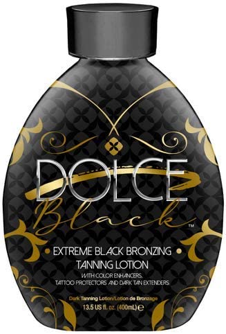 Dolce Black Bronzer Tanning Lotion - Indoor/Outdoor for Tattoo & Color Fade Protection - Anti-Orange, Anti-Aging & Anti-Wrinkle Natural Tanning Bed Lotion