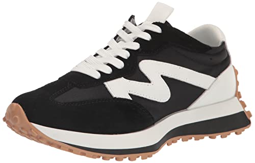 Steve Madden Women's Campo Sneaker, Black/White, 7.5