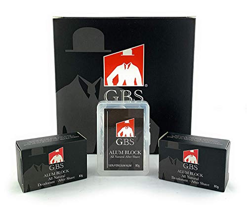 G.B.S Alum Block Bar Travel Cases, Pack of 3 (100 Grams Per Bar) Potassium Shaving Alum After Shave Soothing Razor Burn Relief