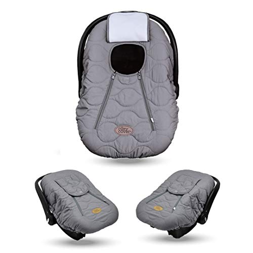 Cozy Cover Infant Car Seat Cover (Gray Quilt) - The Industry Leading Infant Carrier Cover Trusted by Over 6 Million Moms Worldwide for Keeping Your Baby Cozy & Warm