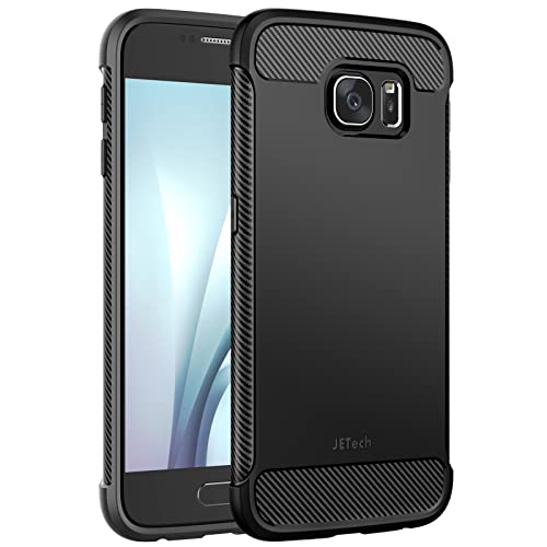JETech Slim Case for Samsung Galaxy S6, Protective Cover with Shock-Absorption and Carbon Fiber Design, Black