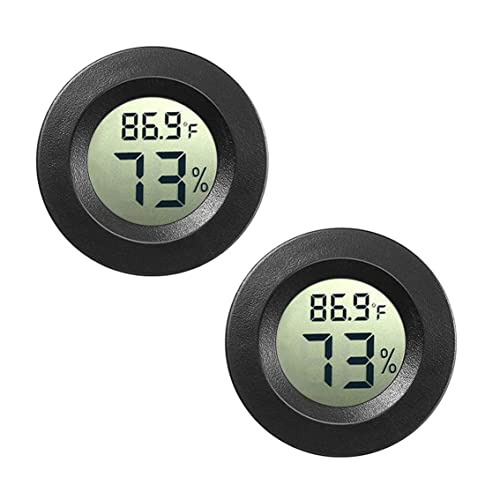 JEDEW 2-Pack Mini Hygrometer Thermometer Digital LCD Monitor Indoor/Outdoor Humidity Meter Gauge Temperature for Humidifiers Dehumidifiers Greenhouse Reptile Humidor Fahrenheit(℉)/ Celsius(℃)