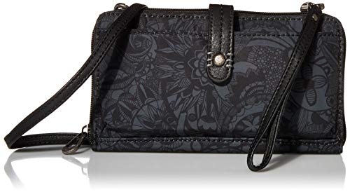 Sakroots Artist Circle Smartphone Crossbody in Eco Twill, Detachable Wristlet Strap, Black Spirit Desert