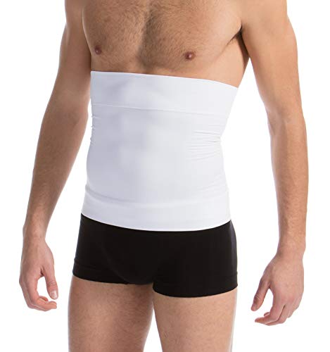 Farmacell Waist Trainer for Men, Tummy Control Shapewear, Mens Girdle for Stomach, Made in Italy, 405 White, XL
