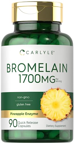 Carlyle Bromelain 1700 mg | 90 Capsules | Pineapple Enzyme Supplement | Non-GMO and Gluten Free
