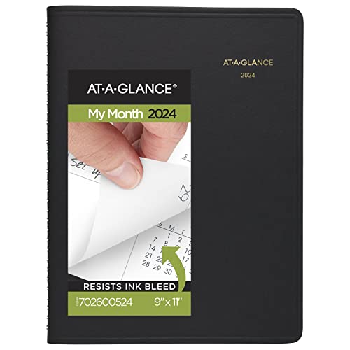 AT-A-GLANCE 2024 Monthly Planner, 9' x 11', Large, 15 Months, Black (702600524)