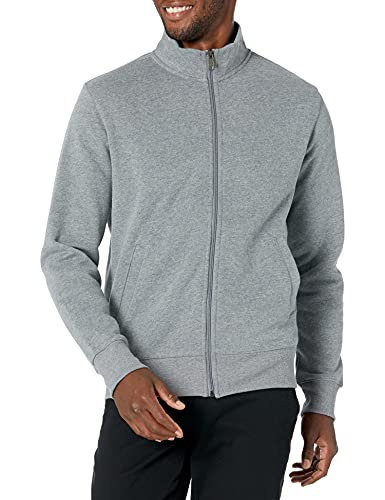 Amazon Essentials Men's Full-Zip Fleece Mock Neck Sweatshirt, Light Grey Heather, X-Large