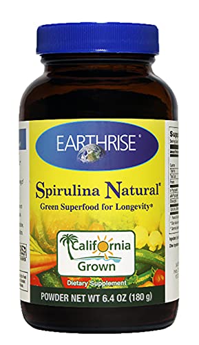 Earthrise  Spirulina Natural 6.4oz powder, Natural Premium Spirulina from California- Vegan, Gluten Free, Keto Friendly, Non -GMO Super Food high in vitamins & minerals.