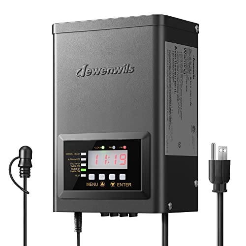 DEWENWILS 120 Low Voltage Transformer with Timer and Photocell Sensor, 120V AC to 12V/14V AC, Landscape Lighting Transformer for Spotlight, Pathway Light, Outdoor& Indoor Weatherproof, ETL Listed