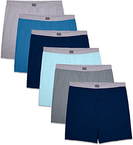 Fruit of the Loom Men's Tag-Free Knit Boxer Shorts, Relaxed Fit, Moisture Wicking, Color Multipacks, Assorted Solids, X-Large