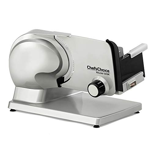 Chef’sChoice 615A Electric Meat Slicer For Home Use With Precision Thickness Control, Tilted Food Carriage and 7-Inch Removable Blade, 100 W, Silver