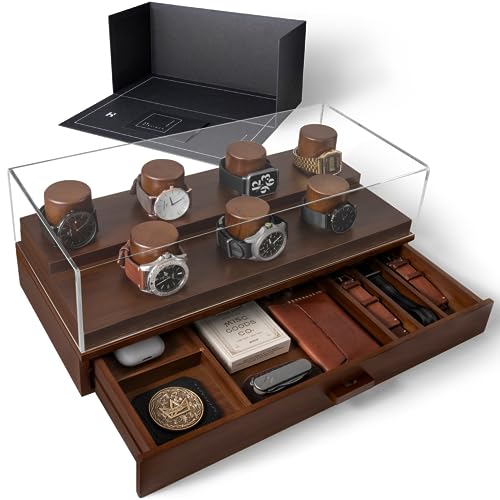Elevate Your Watch Collection with The Collector – Premium Watch Display Case for 7 Watches – Christmas Gift for Men – Wooden Mens Watch Box & Watch Case – Lifetime Assurance Included
